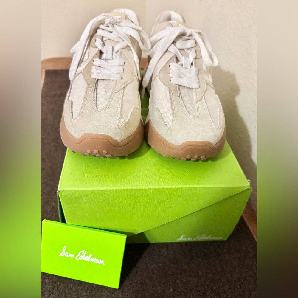 Sam Edelman Cream and Tan Sneakers, Size 9M